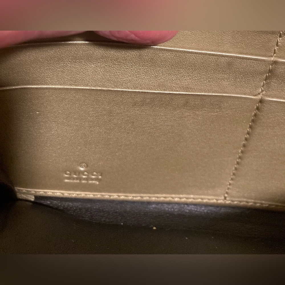 Gucci GG Imprime Metallic Gold Zip Around Wallet EUC!!! - Picture 15 of 16